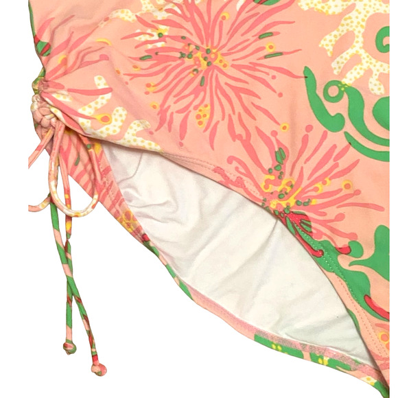 Lilly Pulitzer One-Piece Pink Swimsuit Adjustable Ruched‎ Side Ties High Cut Leg - Picture 5 of 11